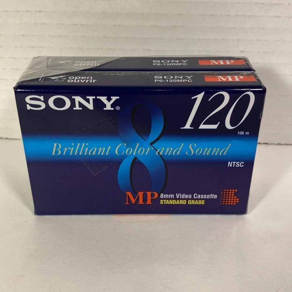 Sony Video Cassette P6-120MPC Video 8 Standard Grade MP 120 Lot Of 2 Sealed NIP